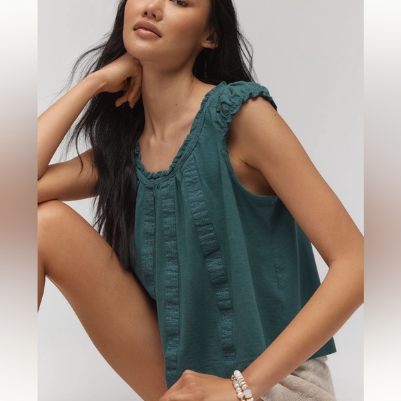 Anthropologie Tops - NWT Anthropologie Ruffle-Shoulder Swing Tank Top
